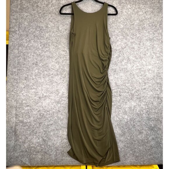 Banana Republic Dress Women Med Green Ruched Maxi Tank Side Slit Summer Casual - Picture 3 of 13